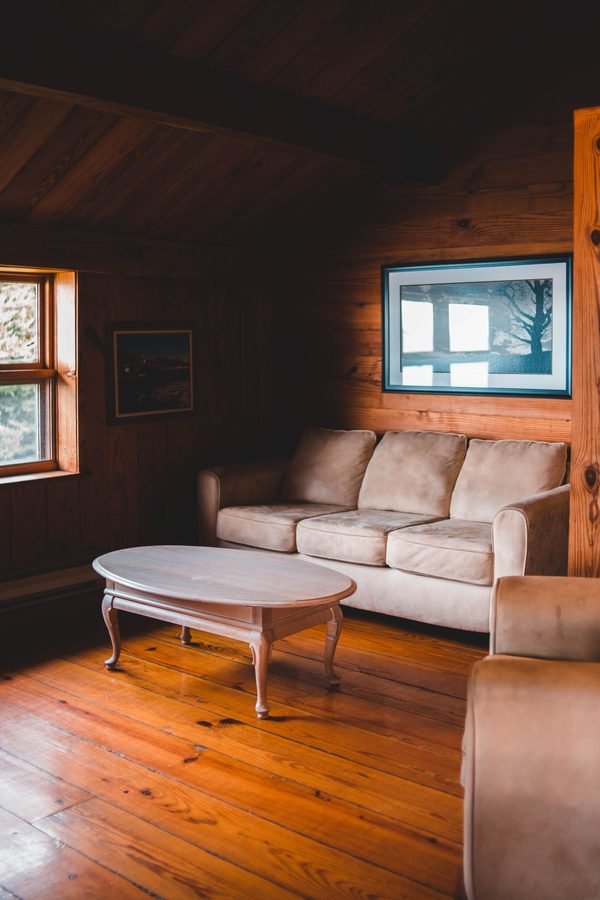 Living area inside a beach cottage